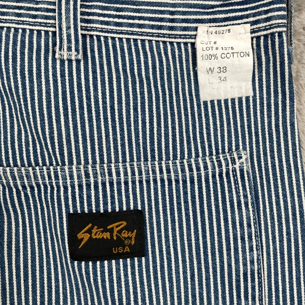 Stan Ray Carpenter Pants Mens 36x29 Blue Hickory Stripe Workwear USA Made READ